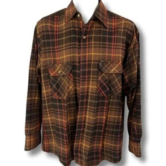 Northwest Territory Flannel Brown Plaid Long Sleeve Button Up Shirt. Size Medium - Picture 1 of 4